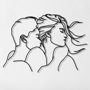 Hugging Couple Wall Art , Abstract Couple Figure Art , Minimalist Love Art , Romantic Bedroom Art , Minimalist Hug Art , Love Line Drawing