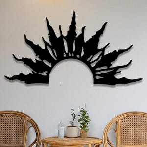 Abstract Sunburst Metal Wall Art, Boho Style Metal Wall Decor, Outdoor Wall Art for Patio, Modern Sun Metal Wall Hanging, Housewarming Gift