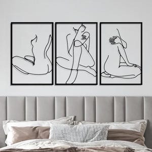 3 Piece Naked Woman Metal Wall Art, Minimalist Female Line Metal Wall Decor, Body Positive Wall Sculpture, Bedroom Wall Art, Gift for Her