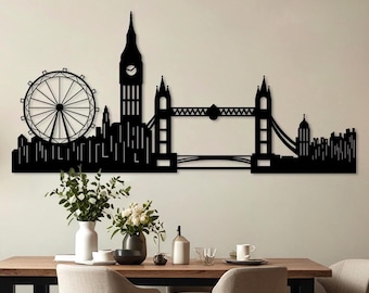 London Skyline Metall Wandkunst, Stadtbild Silhouette