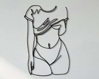 Minimalist Female Body Line Art, Metal Wall Decor