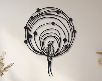 Arte de pared minimalista de metal con forma de pájaro, decoración moderna para el hogar.