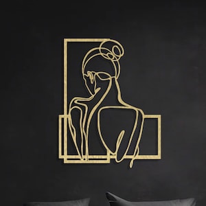 Woman Silhouette Metal Wall Art, Minimalist Line Art Metal Wall Decor, Modern Abstract Wall Sculpture, Bedroom Wall Art, Gift for Her