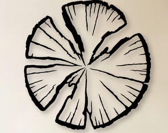 Wood Slice Metal Wall Art, Rustic Nature Inspired Decor