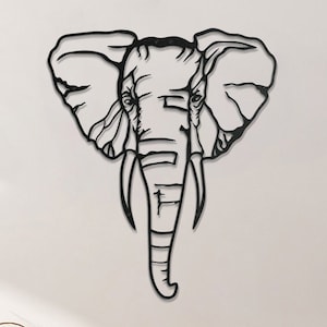 Elefant-Kopf-Metallwandkunst, große Safari-Tierwanddekoration, wild lebende Tiere Metallwandbehang, moderne Dschungel-Wandkunst, Geschenk für Naturliebhaber