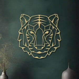 Geometric Tiger Head Metal Wall Art, Large Jungle Animal Wall Decor, Modern Wild Cat Silhouette, Safari Wall Decor, Gift for Wildlife Lover