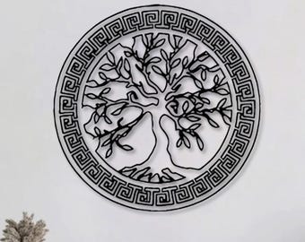 Tree of Life Metal Wall Art, Round Silhouette Decor, Housewarming Gift