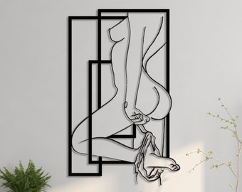 Minimalist Female Form Metal Wall Art, Bedroom Decor