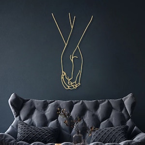 Hands of Couple Metal Wall Art, Couple Wall Decor , Lovers Wall Art, Abstract Line Art , Wire Wall Art , Bedroom Wall Art ,Housewarming Gift