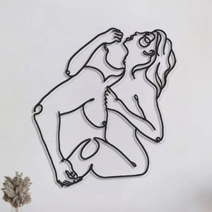 Love Fire Couple Line Art , Make Love Couple Wall Decor , Minimalist Metal Line Art , Gift for Couple , Bedroom Wall Decor, Fathers Day Gift