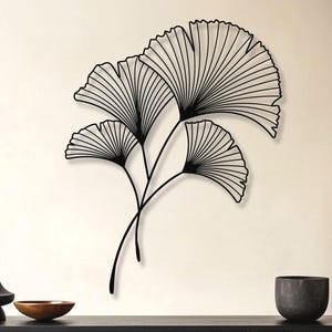 Ginkgo Biloba Metal Wall Art, Modern Minimalist Decor