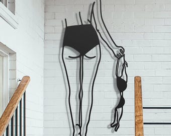 Woman Lingerie Metal Wall Art, Bedroom Decor, Feminine Silhouette