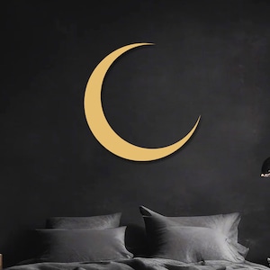 Wassende maan metalen muurkunst, maanfase metalen wanddecoratie, hemelse muursculptuur, kunst aan de muur buiten, slaapkamer muur hangen, cadeau voor haar