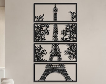 Conjunto de arte mural de metal con la Torre Eiffel, decoración moderna de París