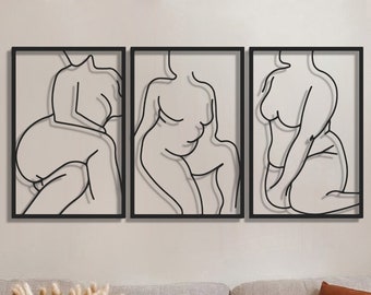 Metalen muurkunstset Curvy Woman, decor body Positive