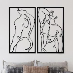 2 Piece Male Body Metal Wall Art, Minimalist Masculine Line Wall Decor, Modern Bedroom Wall Sculpture, Contemporary Wall Art, Gift for Him