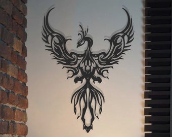 Metalen muurkunst Phoenix Bird, Tribal Firebird-decor