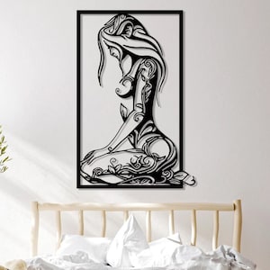 Mother Nature Body Art , Naked Woman Body Wall Art , Tree Woman Line Art , Minimalist Line Woman Art, Feminine Goddess , Interior Decoration