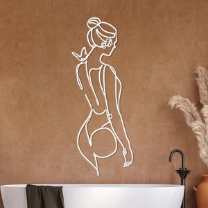Minimalist Female Body Wire Art , Woman Shape Wall Art , Abstract Woman Metal Wall Art , Interior Design , Housewarming Gift , Gift for Her