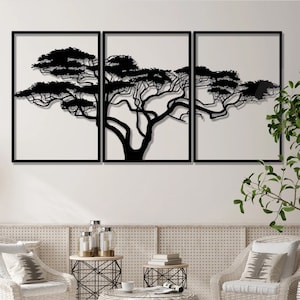African Tree Metal Wall Art , Wildlife Nature Decor , African Home Decor , Large Metal Wall Art , Bedroom Wall Decor , Living Room Wall Art