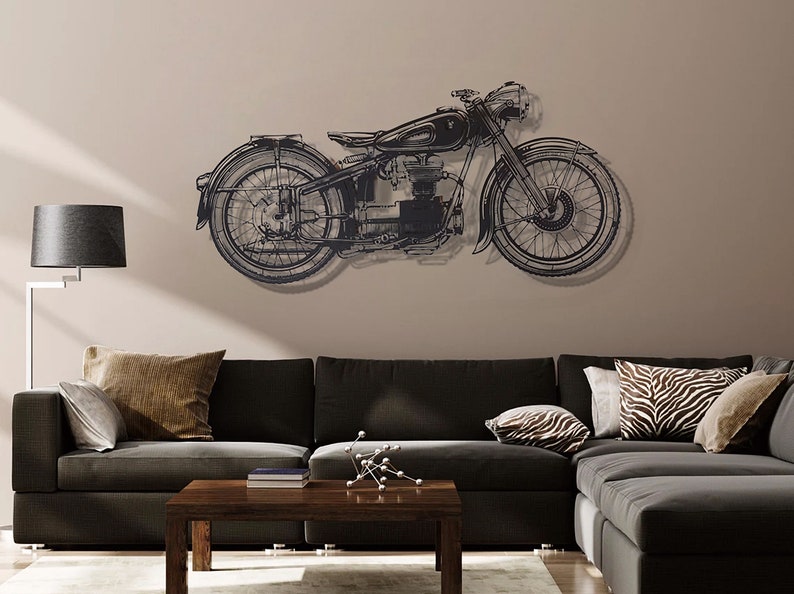 Metal Motorcycle Wall Art , Motorcycle Wall Decor , Garage Wall Art