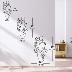 Naked Couple Metal Wall Art , Man and Woman Nude Line Art , Erotic Wall