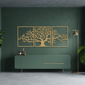 Large Metal Tree of Life Wall Art, 3 Panel Tree Decor - Etsy