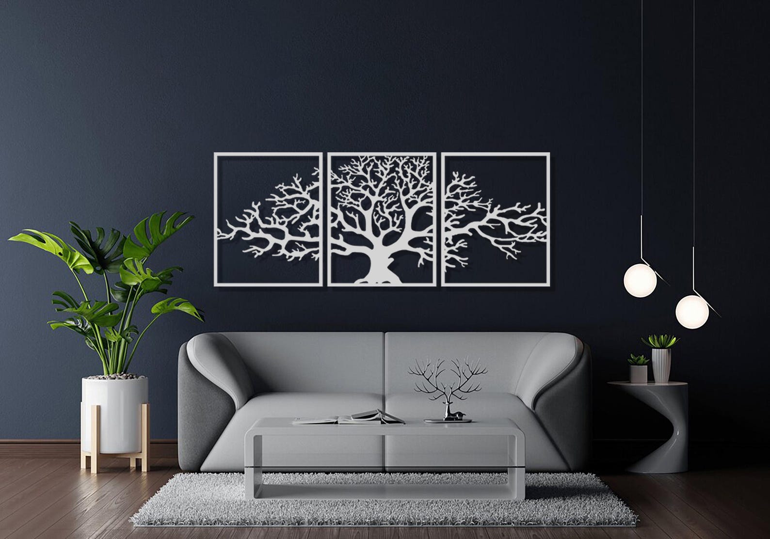 Large Metal Tree of Life Wall Art, 3 Panel Tree Decor - Etsy