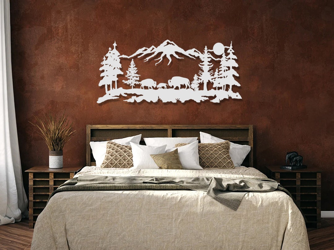 Mountain and Forest Metal Wall Art , Modern Wall Decor , Landscape Wall ...