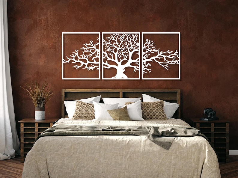 Large Metal Tree of Life Wall Art, 3 Panel Tree Decor - Etsy