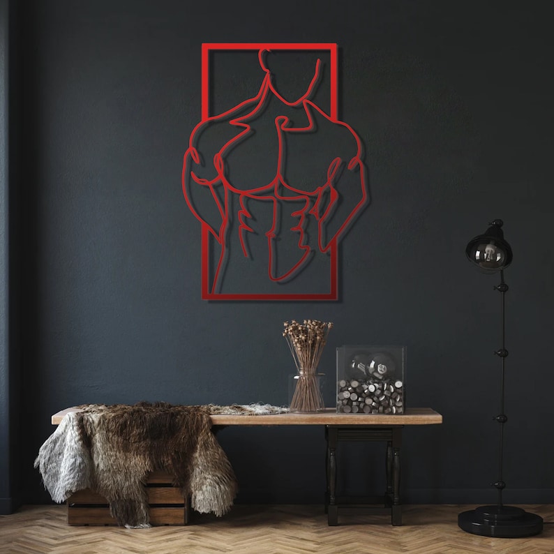 Metal Male Torso Wall Art, Abstract Line Decor - Etsy