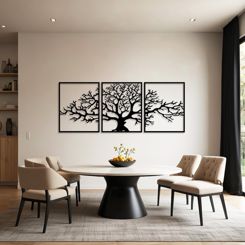 Large Metal Tree of Life Wall Art, 3 Panel Tree Decor - Etsy