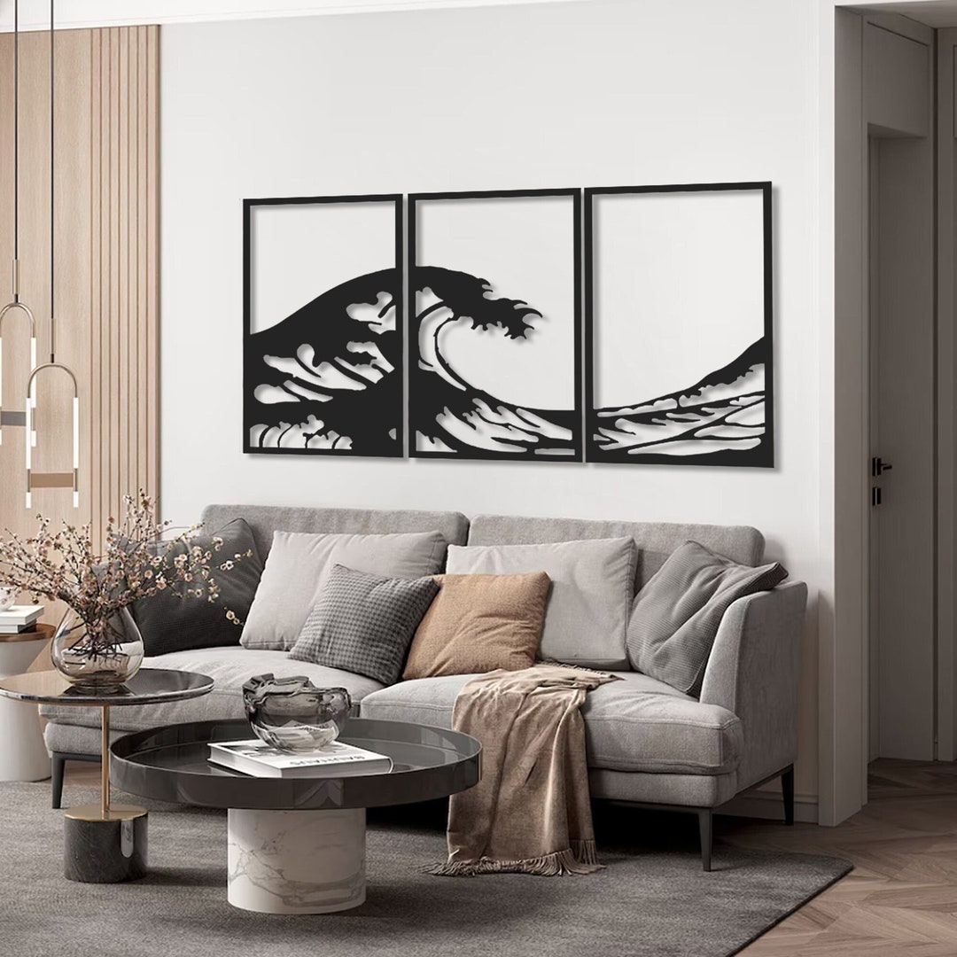 The Great Wave Metal Wall Art , Ocean Metal Wall Decor , Unique Wall