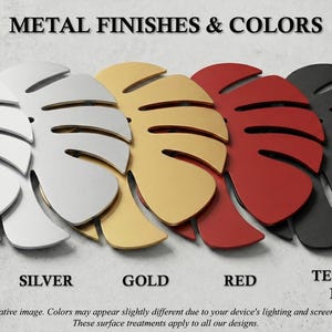 Customize your large metal wall decor with premium finishes, available in matte white, silver, gold, red, and textured black to match your home.