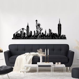 Cuadro de metal con el horizonte de la ciudad de Nueva York para pared, decoración moderna de paisaje urbano. imagen 6