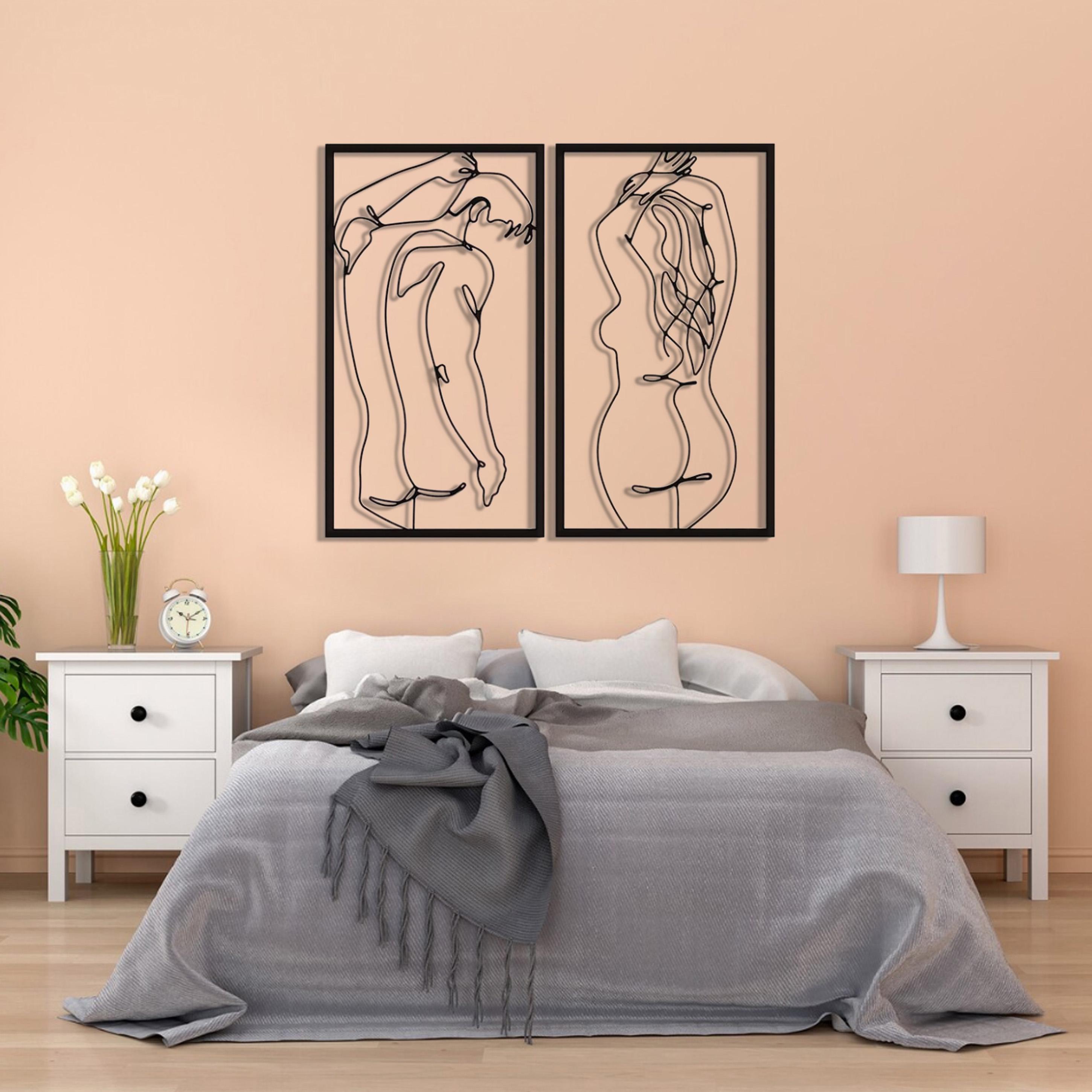 2 Piece Abstract Nude Metal Wall Art, Modern Line Silhouette Wall Decor, Living Room Wall Art, Contemporary Home Accent, Gift for Couples