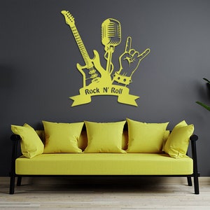 Rock N Roll Metal Wall Art , Rock Music Metal Wall Decor , Guitar Wall ...