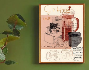 Coffee Poster, Coffee Wall Art, Vintage Coffee Wall Art, Coffee Kitchen Poster, Digital Dowlaond