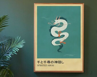 Spirited Away Poster, Spirited Away Wall Art, Studio Ghibli Poster, Anime Poster, Minimal Poster, Vintage Anime Poster, Digital Download