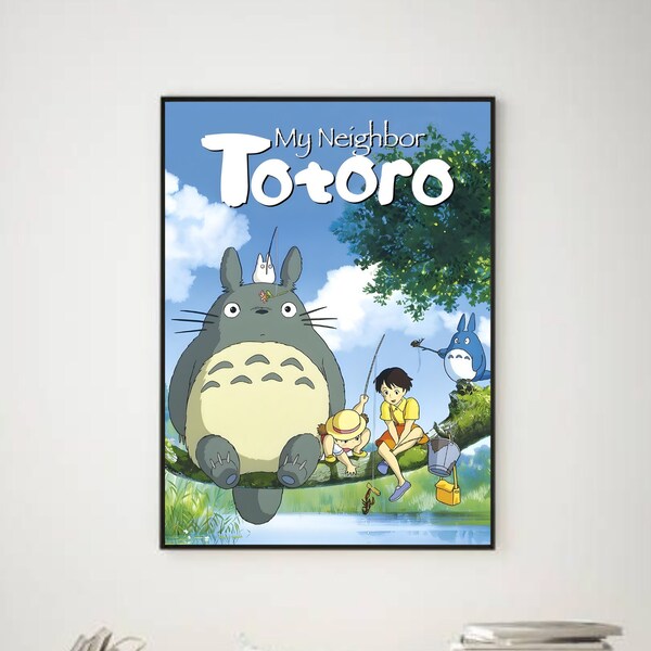 Mijn buurman Totoro poster, mijn buurman Totoro kunst aan de muur, anime poster, vintage anime poster, vintage Totoro poster, digitale download