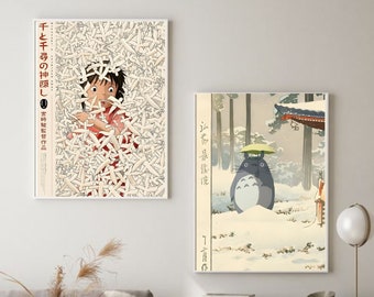 Studio Ghibli Poster Set of 2, Totoro Print, Spirited Away Poster, Studio Ghibli Wall Art, Studio Ghibli Poster, Studio Ghibli Prints