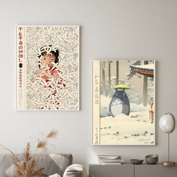 Studio Ghibli Poster Set of 2, Totoro Print, Spirited Away Poster, Studio Ghibli Wall Art, Studio Ghibli Poster, Studio Ghibli Prints