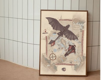 How to Train Your Dragon Poster, Vintage How to Train Your Dragon Wall Art, Retro How to Train Your Dragon Poster, Digital Download