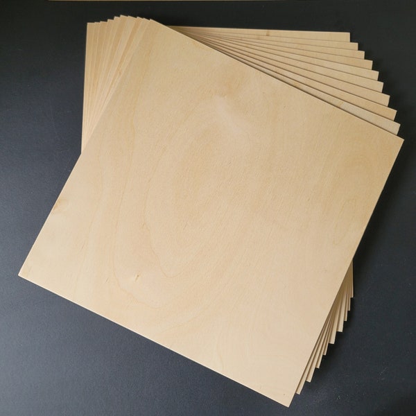 1/8" (3mm) 10x10 Baltic Birch Glowforge Plywood (Actual Size 9.75x9.75) Glowforge Size, Glowforge Material, Laser Ready, Craft Wood