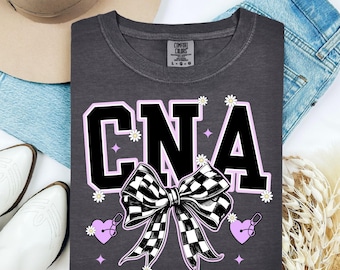 CNA Bow Png, Retro Certified Nursing Assistant Png, Retro CNA Life Png, CNA Shirt Png, Spring cna png, Coquette cna png, Sublimation Cna png