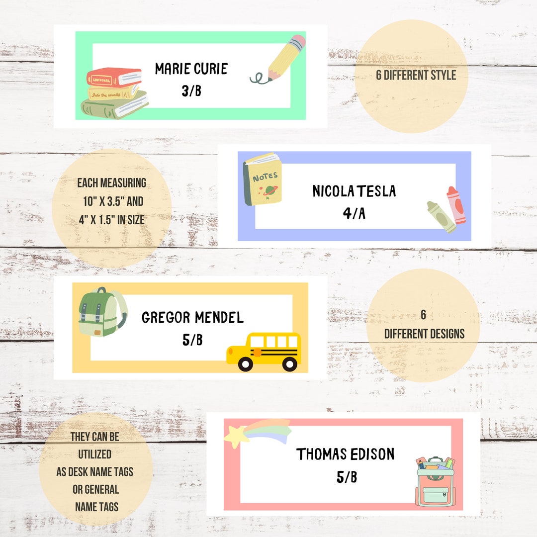 Printable Student Name Cards Student Desk Plates Student Etsy