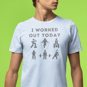 I Worked Out Today tshirt, Bella+Canvas 3001 Tee, funny workout shirt, workout apparel, novelty gift, active lifestyle, fitness t-shirt, gym