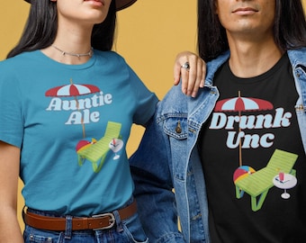 Drunk Unc or Auntie Ale t-shirt, Bella+Canvas 3001 Tee, party t shirt, drinking shirt, fun aunt gift, hilarious uncle gift, funny family tee