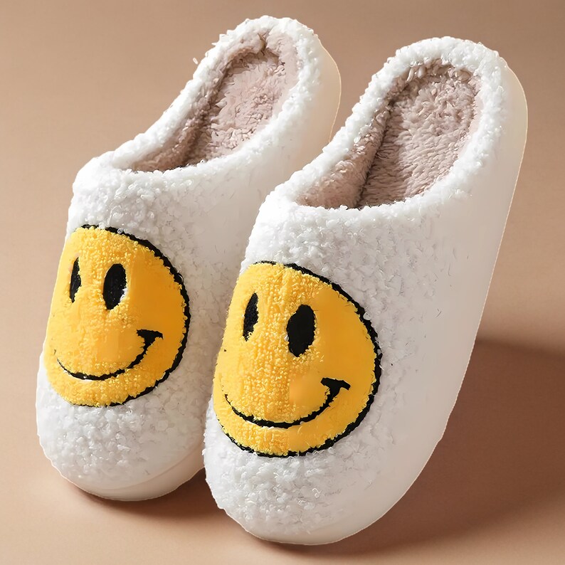 Emoji Slipper Smiley Face Slippers Unisex Slippers Happy Etsy Canada