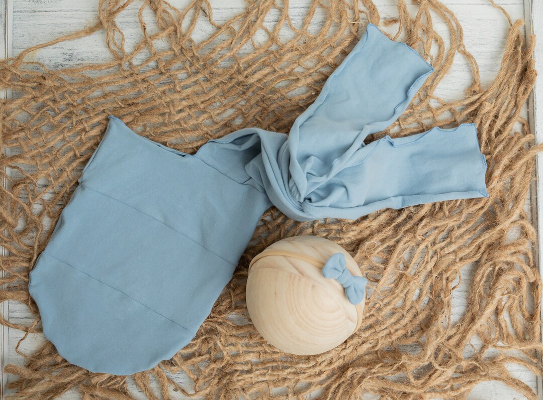 Stripped Cut Pattern Dusty Blue Newborn Sack Wrap With Split - Etsy